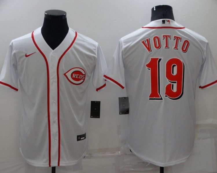 Men's Cincinnati Reds Joey Votto #19 White Baseball Jersey