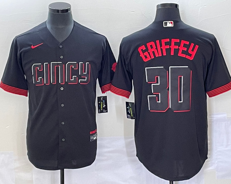 Men's Cincinnati Reds Ken Griffey Jr. #30 Black 2023 City Connect Jersey