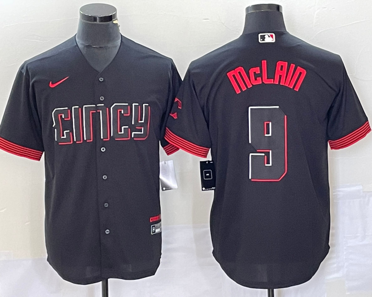 Men's Cincinnati Reds Matt McLain #9 Black 2023 City Connect Jersey