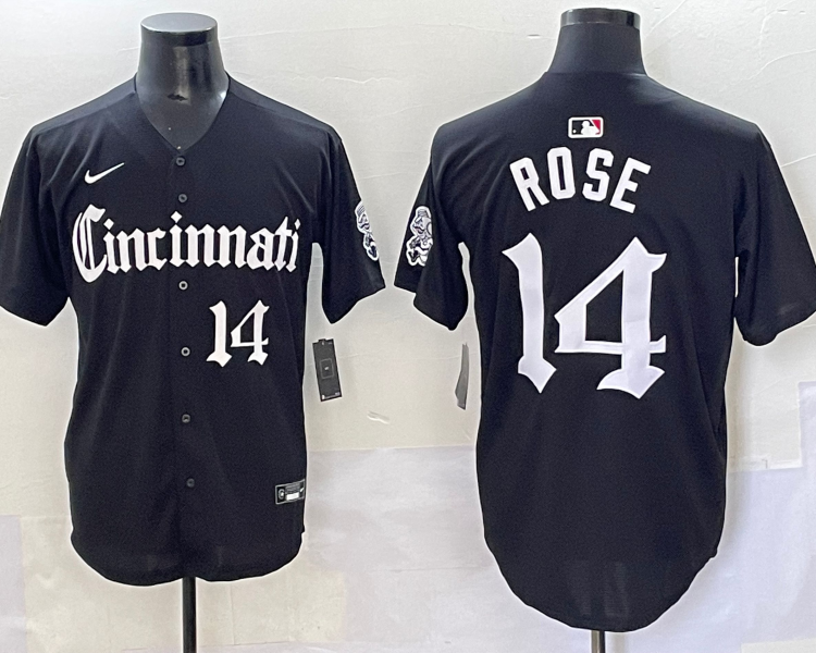 Men's Cincinnati Reds Pete Rose #14 Black Jersey
