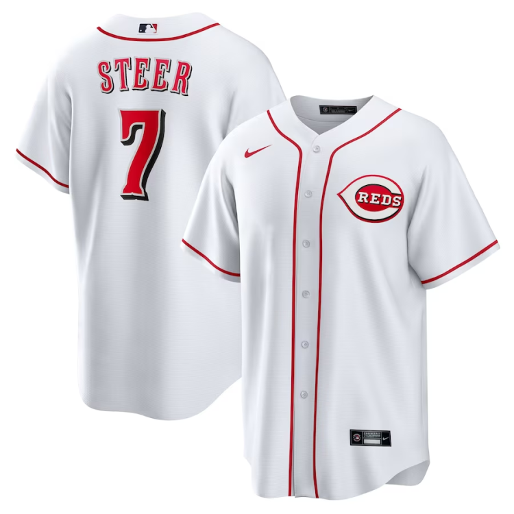 Men's Cincinnati Reds Spencer Steer #7 White Home Jersey