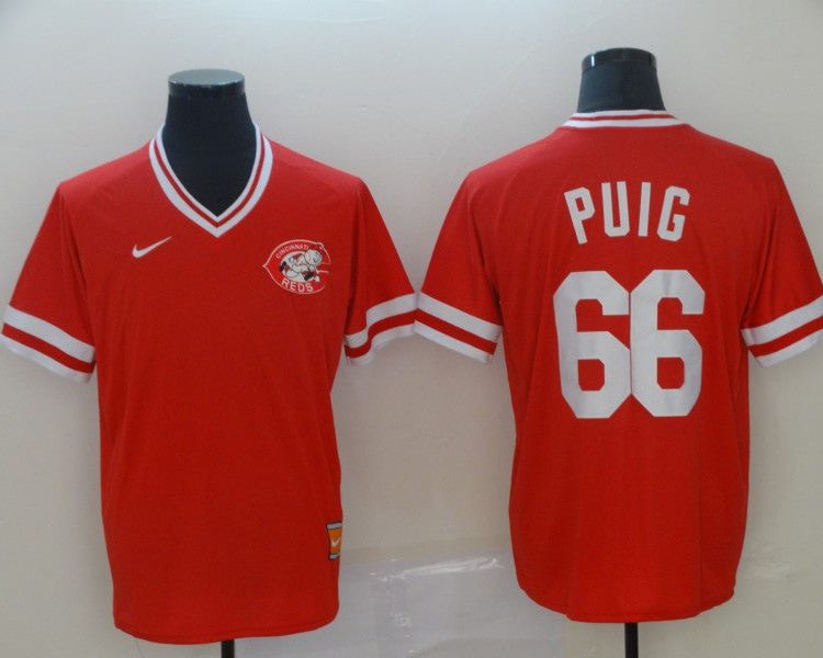 Men's Cincinnati Reds Yasiel Puig #66 Red Stitched Jersey
