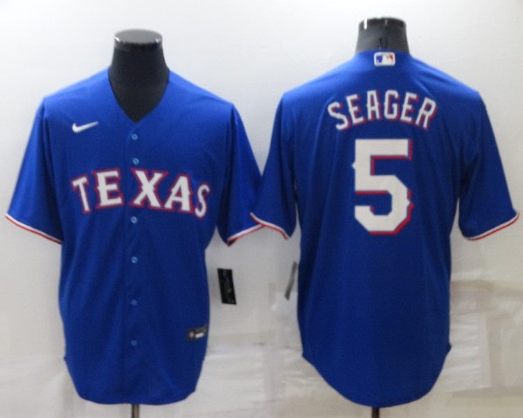 Men's Texas Rangers Corey Seager #5 Blue Baseball Jersey