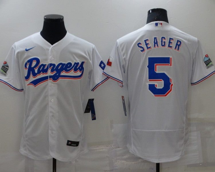 Men's Texas Rangers Corey Seager #5 White Baseball Jersey