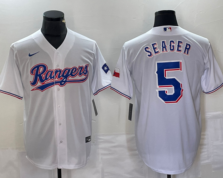 Men's Texas Rangers Corey Seager #5 White Baseball Jersey