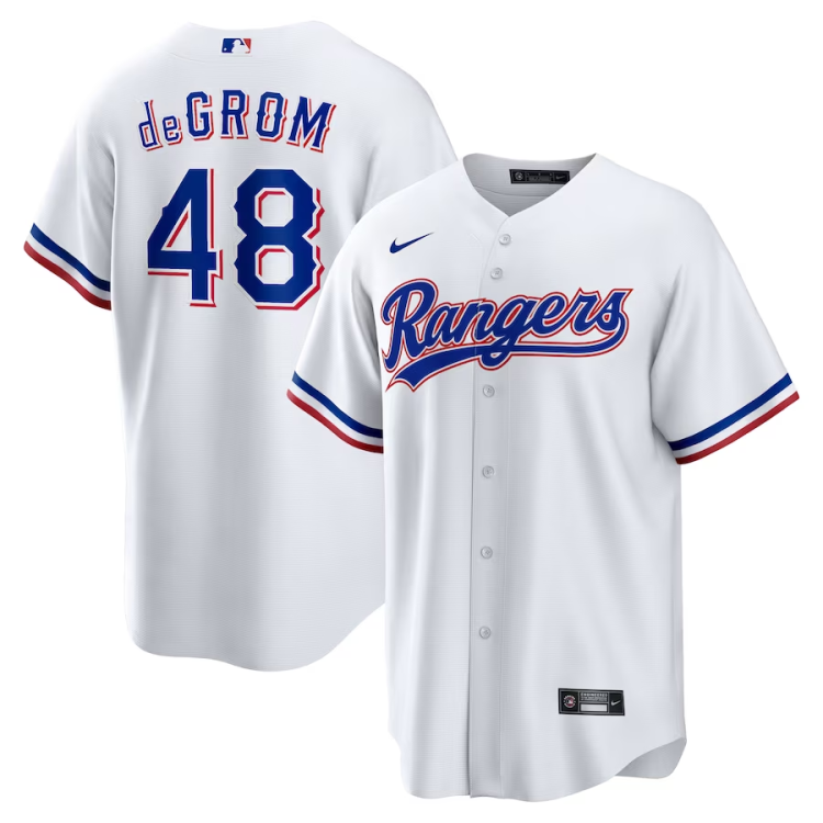 Men's Texas Rangers Jacob deGrom #48 White Home Jersey