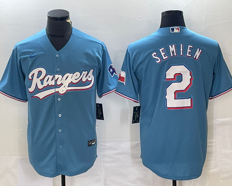 Men's Texas Rangers Marcus Semien #2 Light Blue Jersey