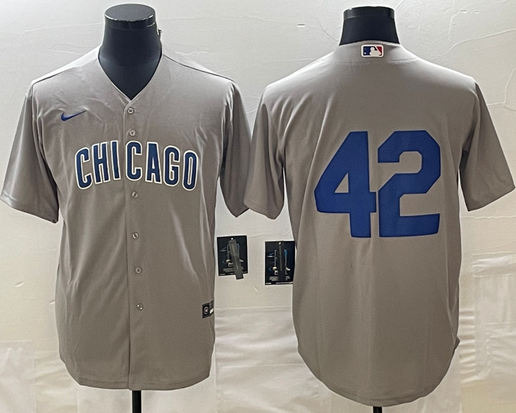 Men's Chicago Cubs #42 Gray Road 2024 Jackie Robinson Day Elite Jersey
