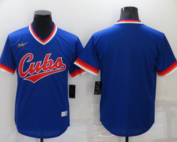 Men's Chicago Cubs Blue Blank Jersey