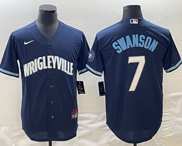 Men's Chicago Cubs Dansby Swanson Navy City Connect Jersey