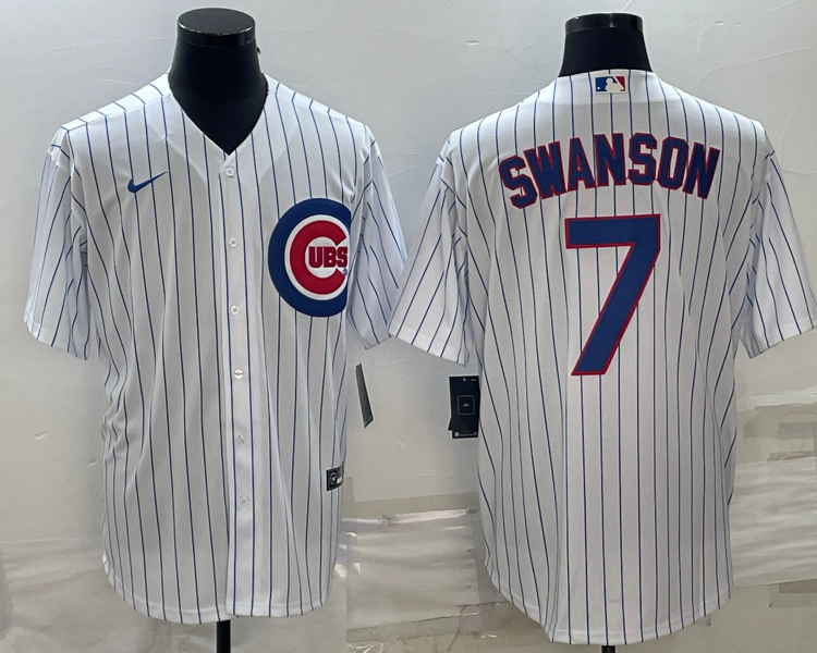 Men's Chicago Cubs Dansby Swanson White Home Jersey