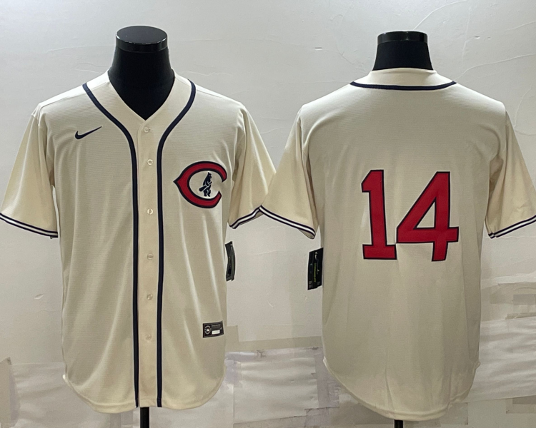 Men's Chicago Cubs Ernie Banks #14 Cream Name Jersey