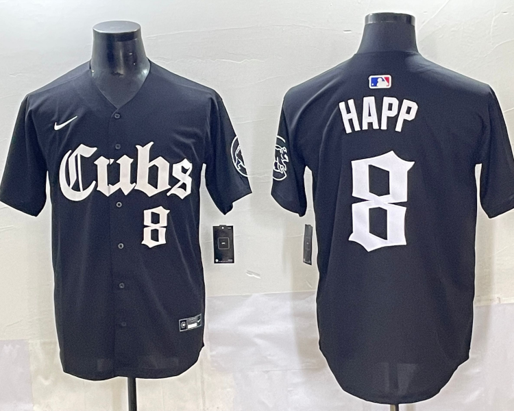 Men's Chicago Cubs Ian Happ #8 Black Jersey