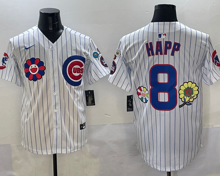 Men's Chicago Cubs Ian Happ #8 White Jersey