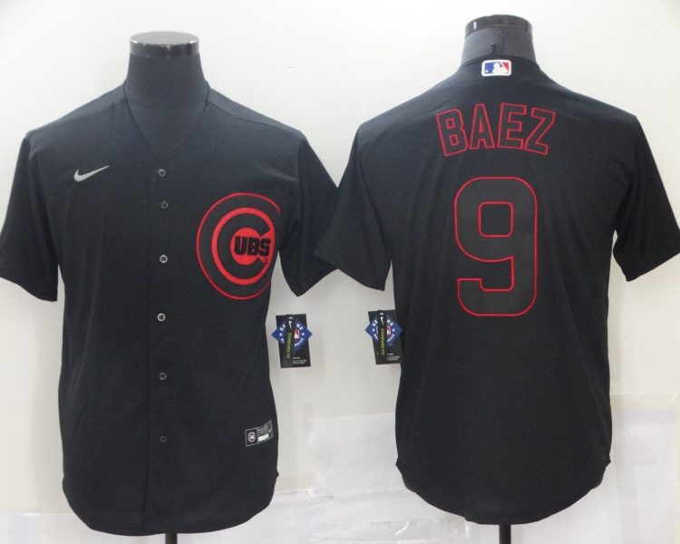 Men's Chicago Cubs Javier Baez #9 Black Baseball Jersey