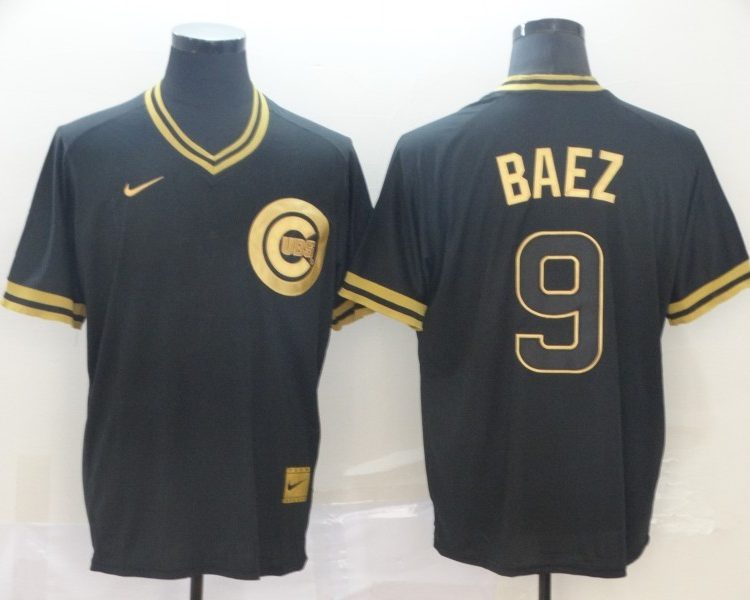 Men's Chicago Cubs Javier Baez #9 Black Jersey