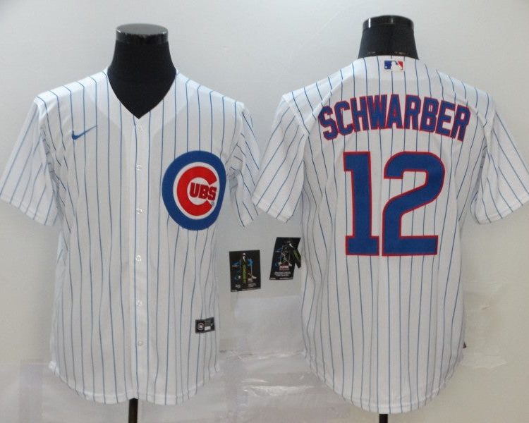 Men's Chicago Cubs Kyle Schwarber #12 White Baseball Jersey