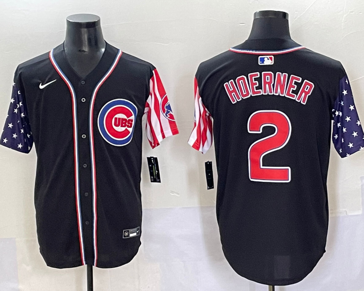 Men's Chicago Cubs Nico Hoerner #2 Black Limited Jersey