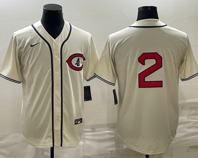 Men's Chicago Cubs Nico Hoerner #2 Cream Name Jersey