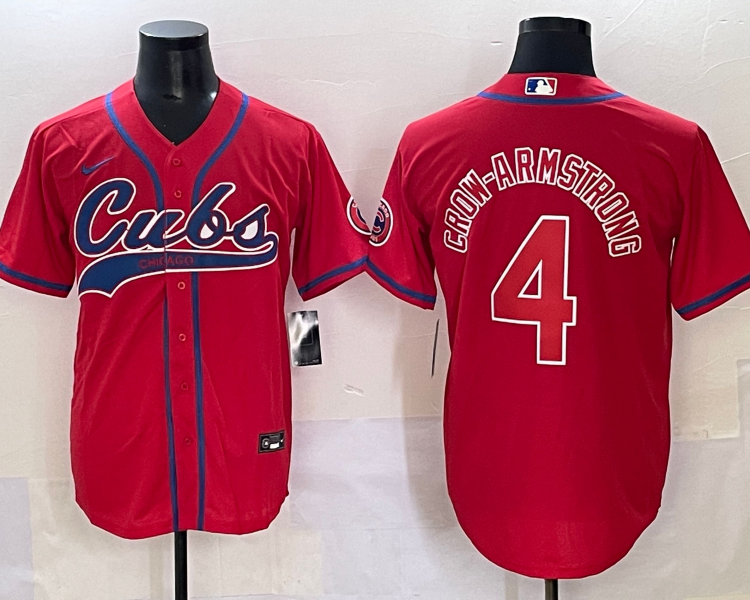 Men's Chicago Cubs Pete Crow-Armstrong #4 Red Jersey