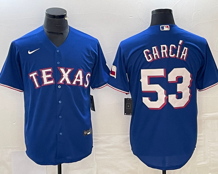 Men's Texas Rangers Adolis Garcia #53 Blue Baseball Jersey