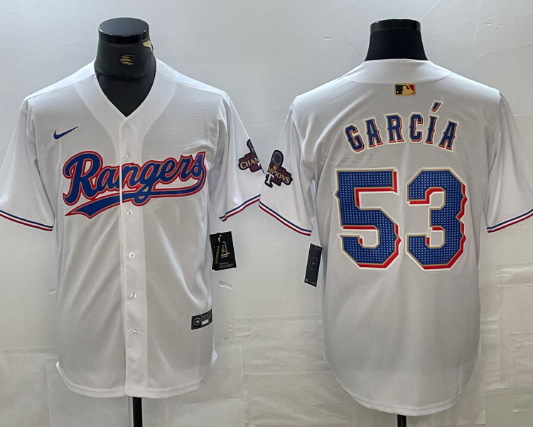 Men's Texas Rangers Adolis Garcia #53 White 2024 Gold Collection Limited Jersey