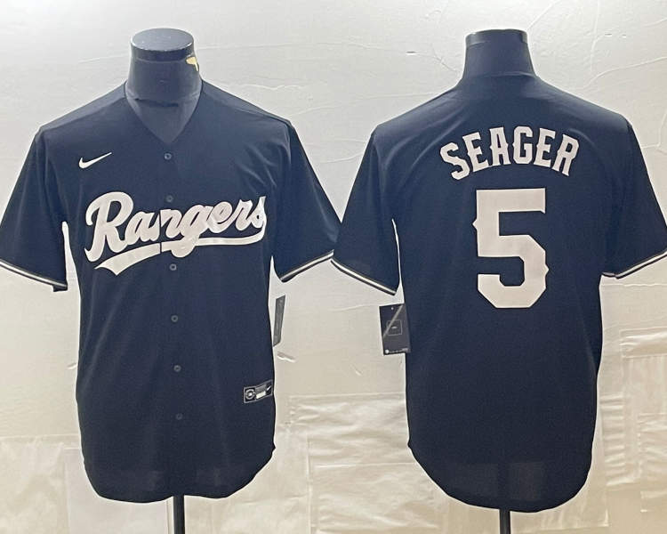 Men's Texas Rangers Corey Seager #5 Black Jersey