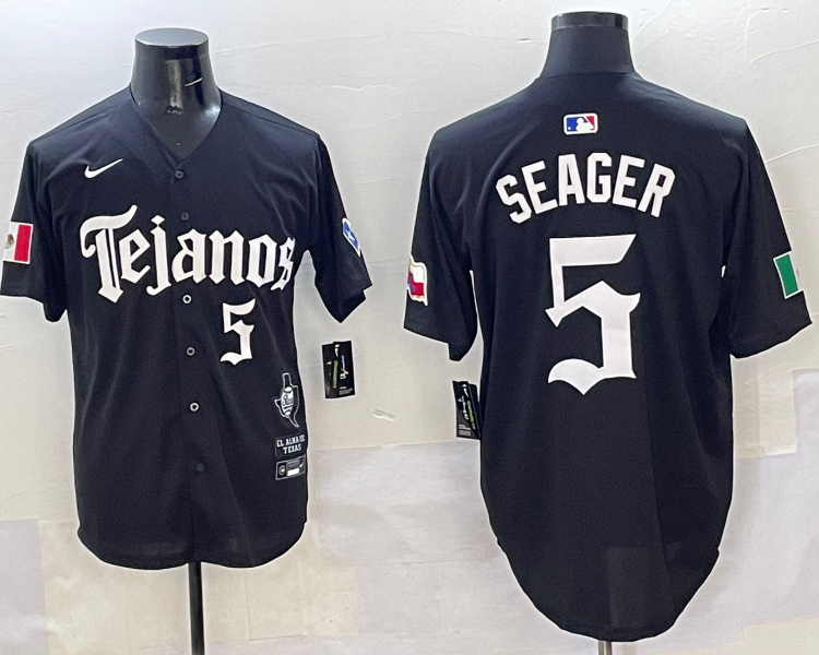 Men's Texas Rangers Corey Seager #5 Black Jersey