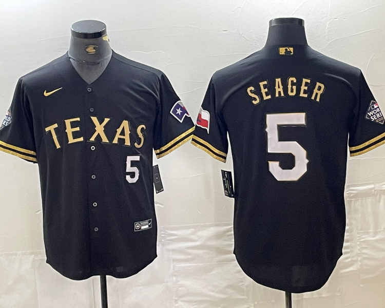 Men's Texas Rangers Corey Seager #5 Black Jersey