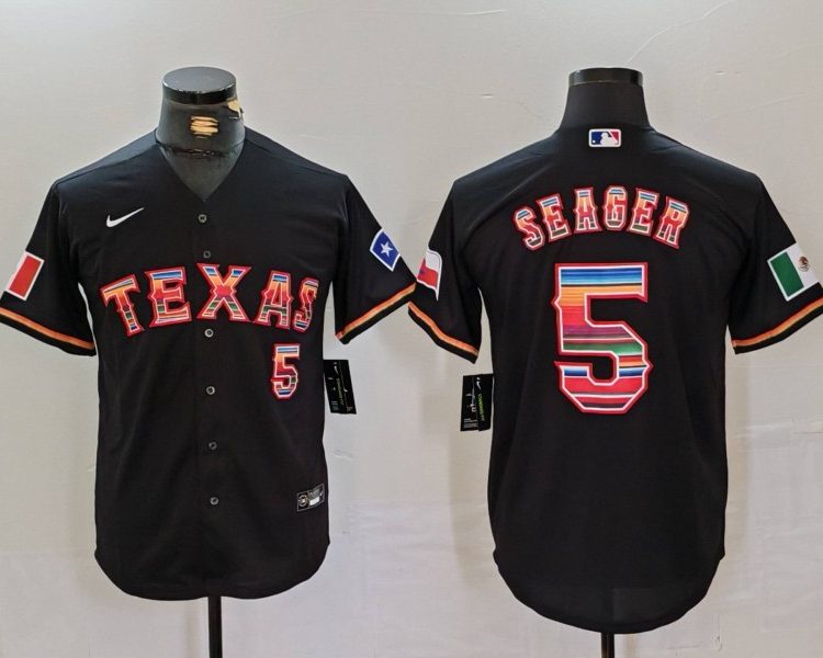 Men's Texas Rangers Corey Seager #5 Black Limited Jersey