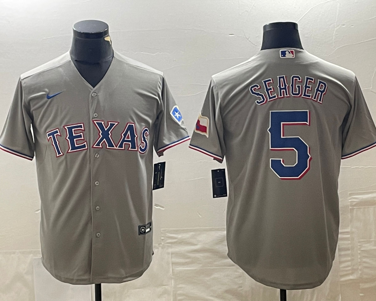 Men's Texas Rangers Corey Seager #5 Gray Jersey