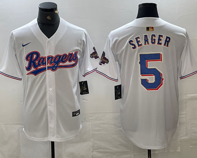 Men's Texas Rangers Corey Seager #5 White 2024 Gold Collection Limited Jersey