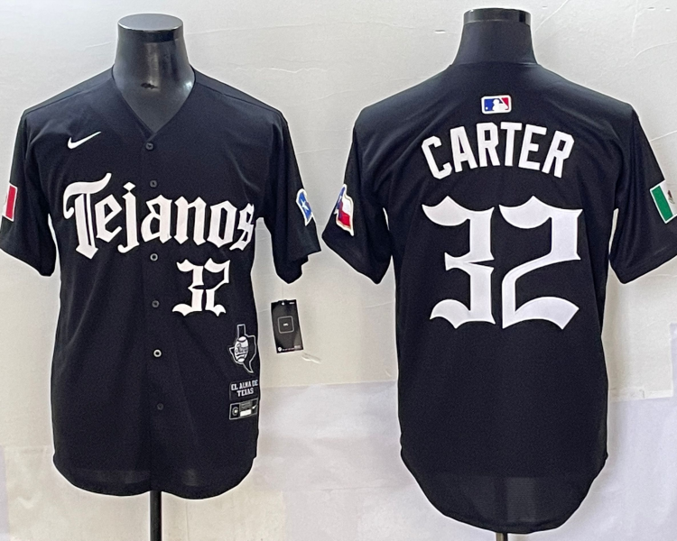 Men's Texas Rangers Evan Carter #32 Black Jersey