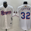 Men's Texas Rangers Evan Carter #32 White 2024 Gold Collection Limited Jersey