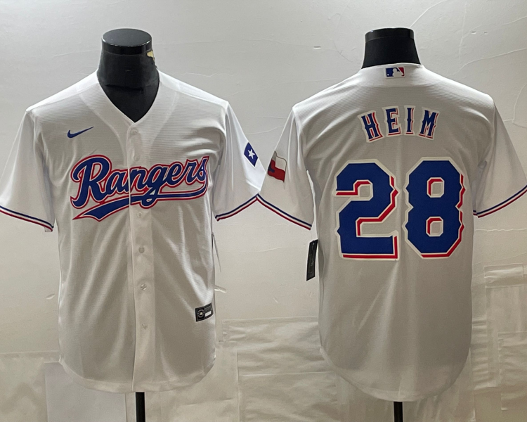 Men's Texas Rangers Jonah Heim #28 White Home Jersey