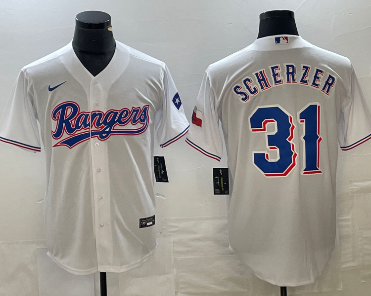 Men's Texas Rangers Max Scherzer #31 White Home Jersey