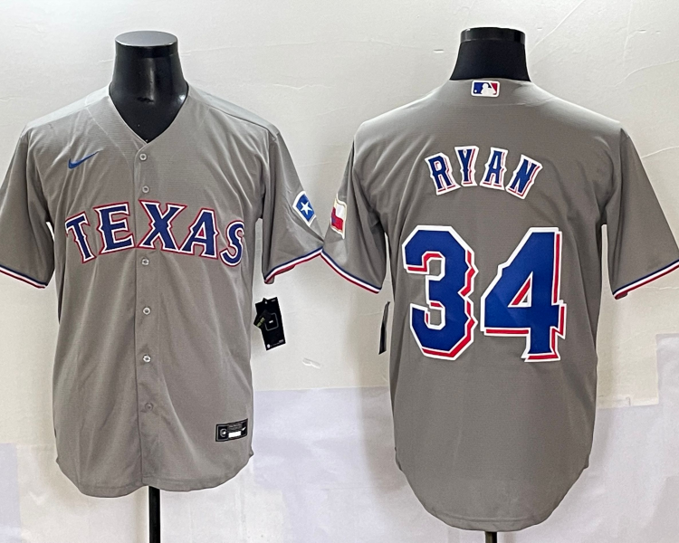 Men's Texas Rangers Nolan Ryan #34 Gray Jersey