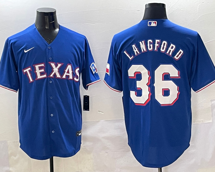 Men's Texas Rangers Wyatt Langford #36 Royal Limited Jersey