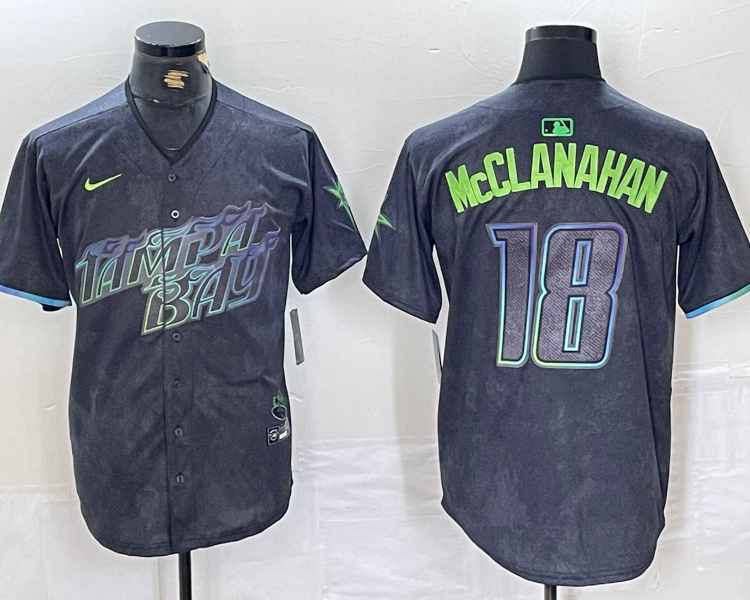 Men's Tampa Bay Rays Shane McClanahan #18 Charcoal 2024 City Connect Limited Jersey