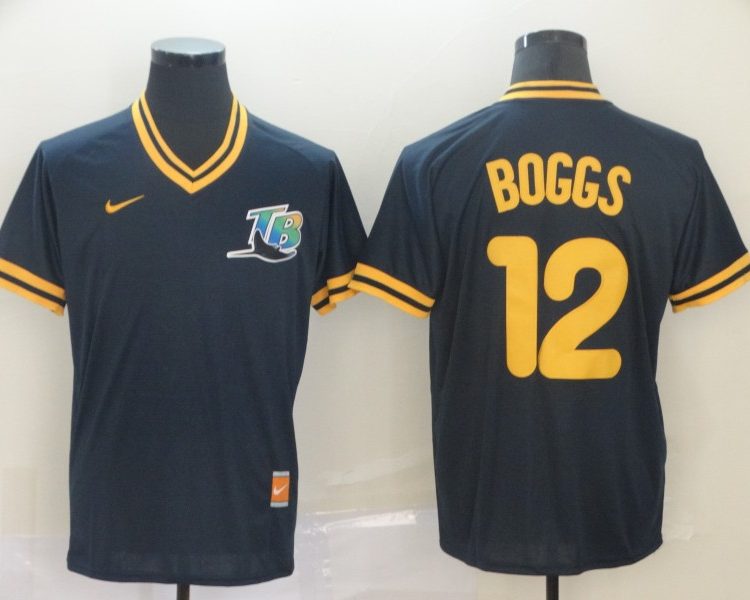Men's Tampa Bay Rays Wade Boggs #12 Navy Baseball Jersey