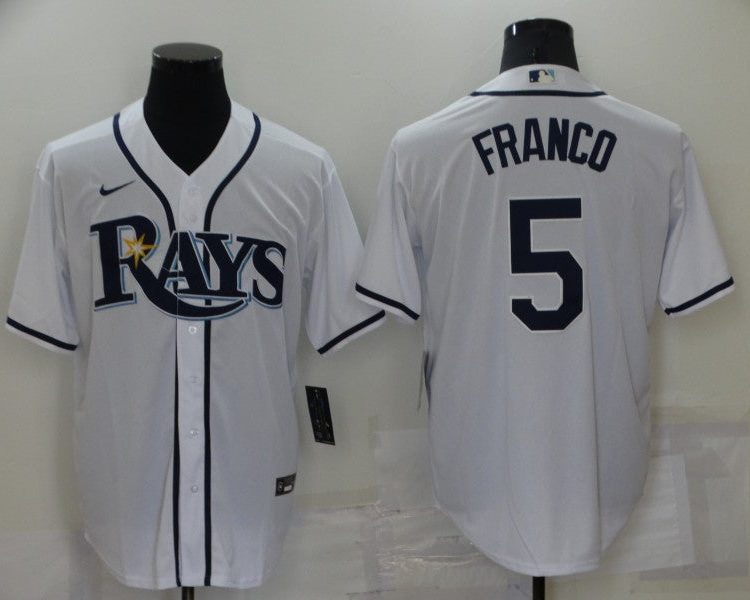 Men's Tampa Bay Rays Wander Franco #5 White Baseball Jersey