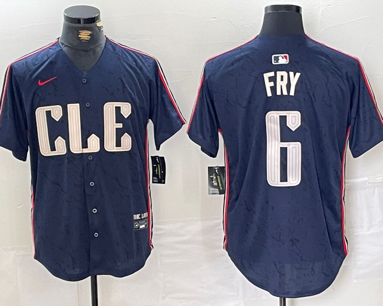 Men's Cleveland Guardians David Fry #6 Navy 2024 City Connect Limited Jersey