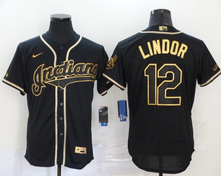Men's Cleveland Guardians Francisco Lindor #12 Black J