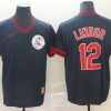 Men's Cleveland Guardians Francisco Lindor #12 Navy Authentic Basebal