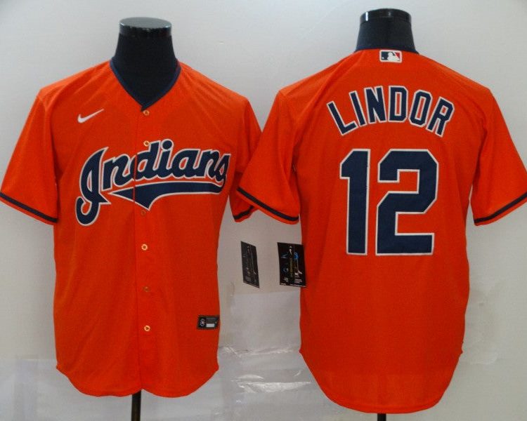 Men's Cleveland Guardians Francisco Lindor #12 Orange Basebal