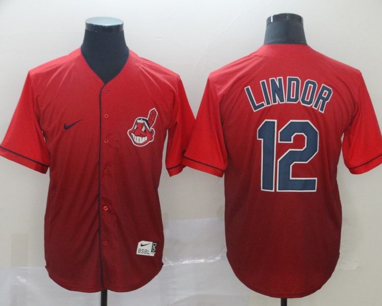 Men's Cleveland Guardians Francisco Lindor #12 Red Gradient Jersey