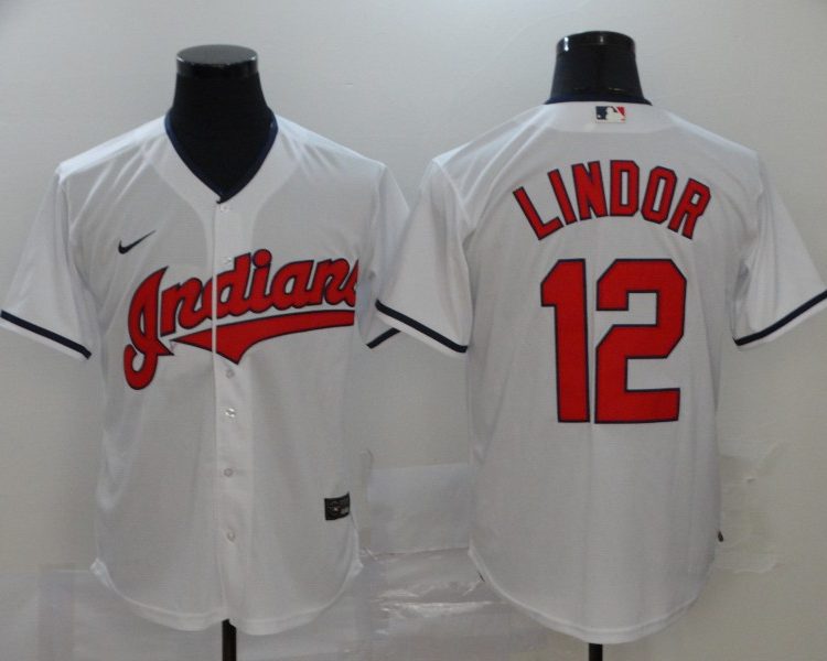 Men's Cleveland Guardians Francisco Lindor #12 White Baseball Jersey