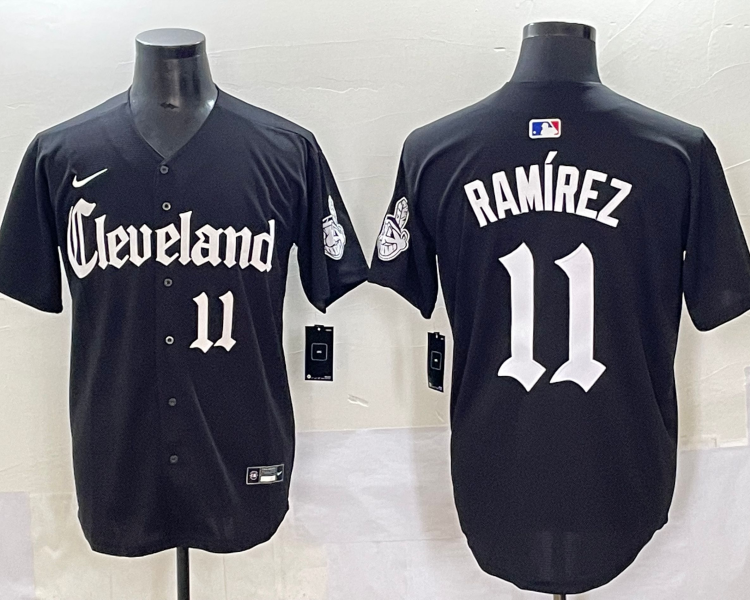 Men's Cleveland Guardians Jose Ramirez #11 Black Jersey