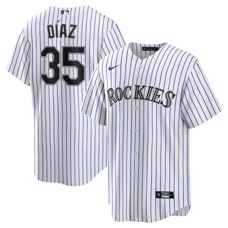 Men's Colorado Rockies Elias Diaz #35 White Home Jersey
