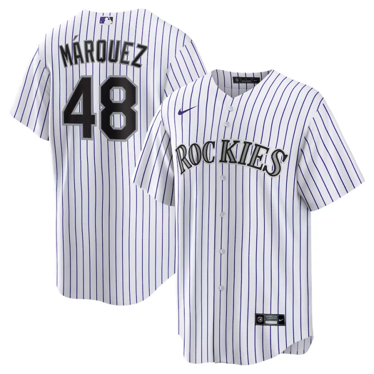 Men's Colorado Rockies German Marquez #48 White Home Jersey